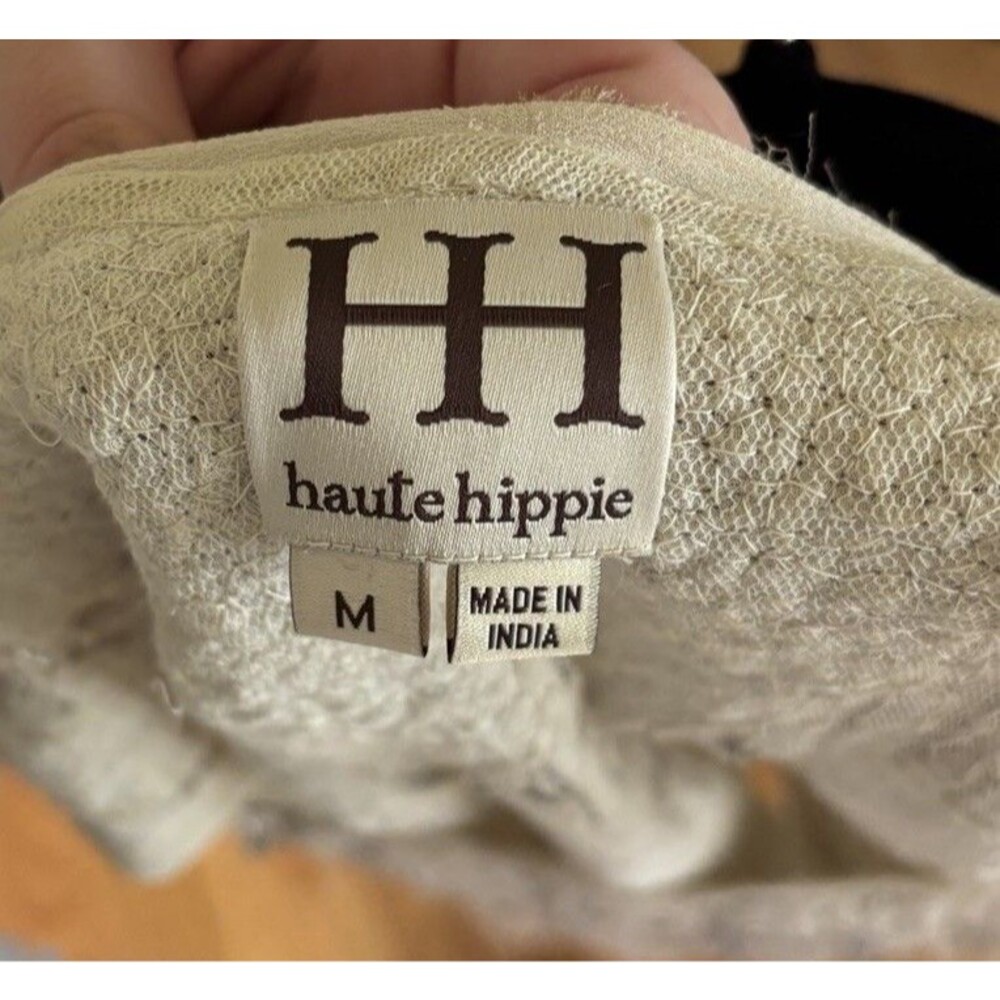 Haute Hippie Women's disstressed Chiffon Crapin Swan & Crystal Size M AMAZING - Picture 4 of 4
